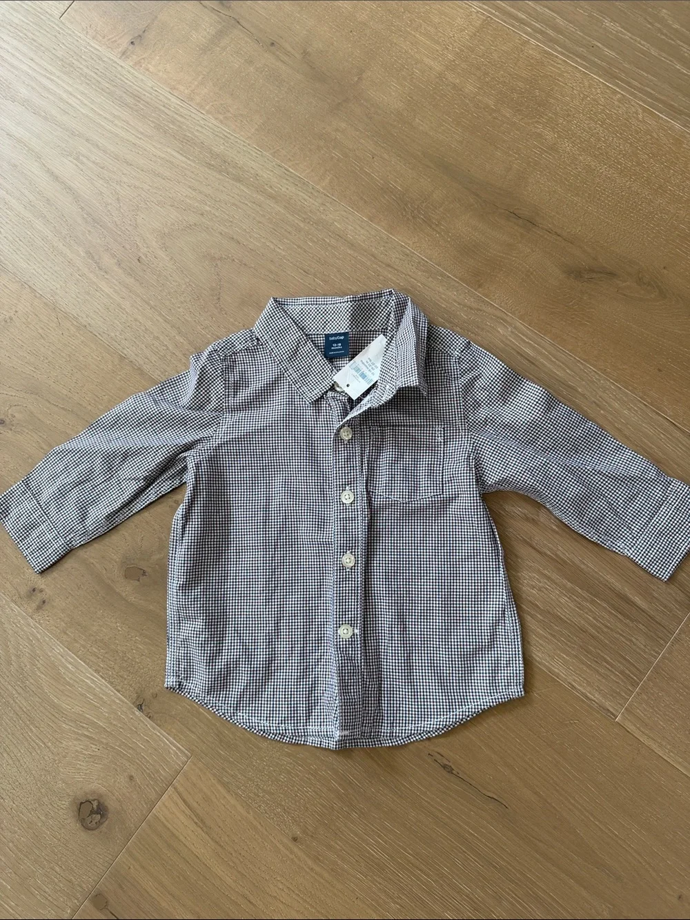 GAP Boys Brown & White Gingham Button-Down Shirt
